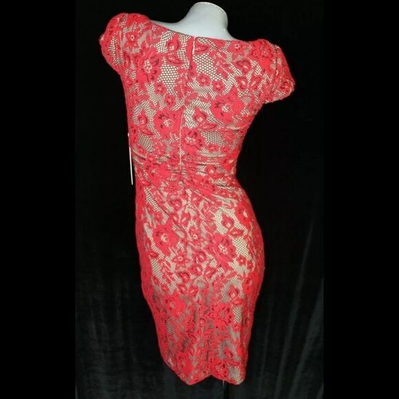 KAY UNGER NEW YORK RED LACE MIDI COCKTAIL DRESS SIZE 2 NWT - Picture 2 of 8